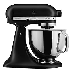 A black KitchenAid stand mixer.