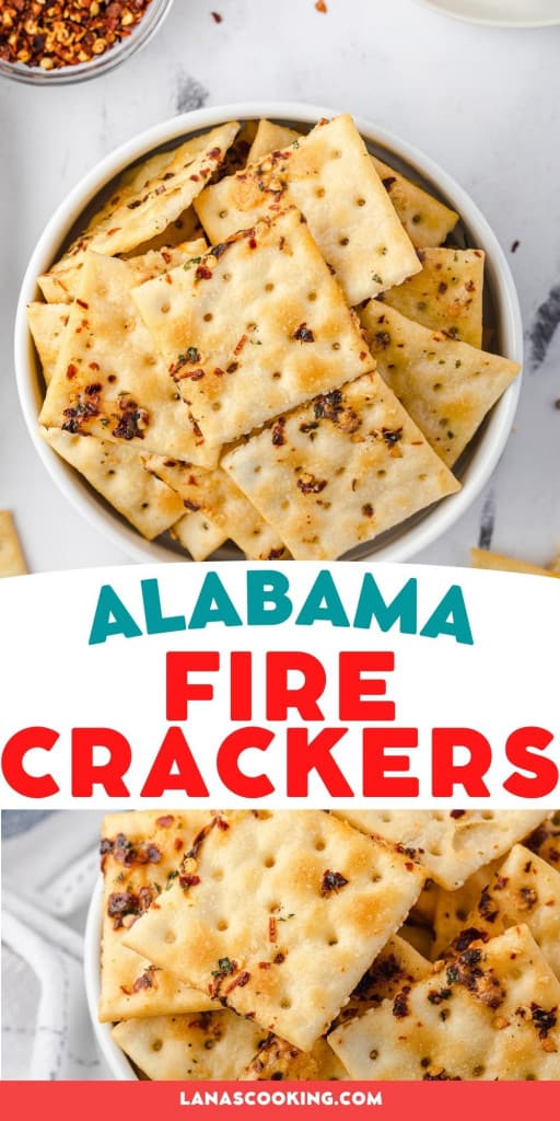 Finished crackers in a white serving bowl.