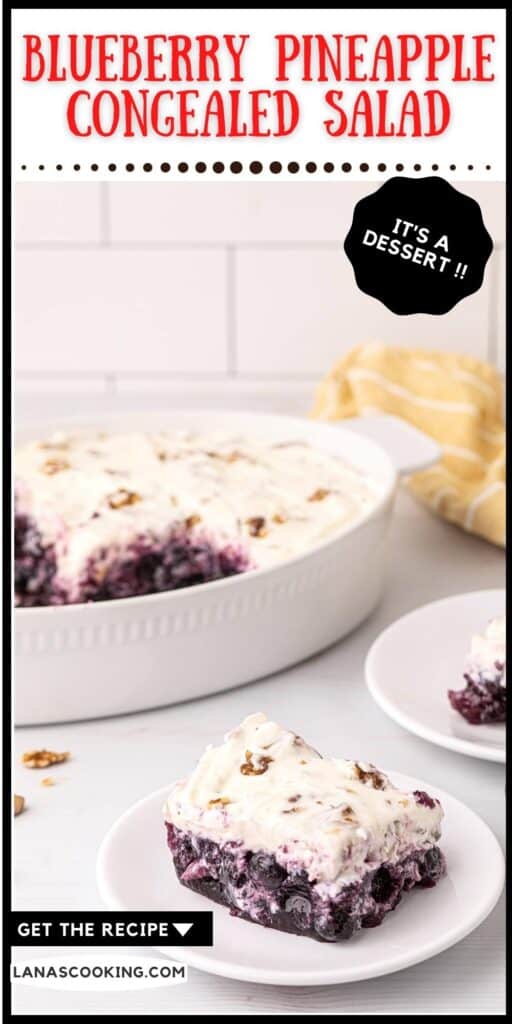 A serving of congealed salad on a white plate.