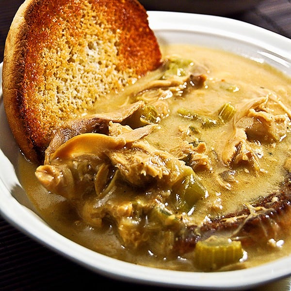 A south Georgia traditional recipe for Chicken Jallop - a chicken stew served over toasted hamburger buns. https://www.lanascooking.com/chicken-jallop