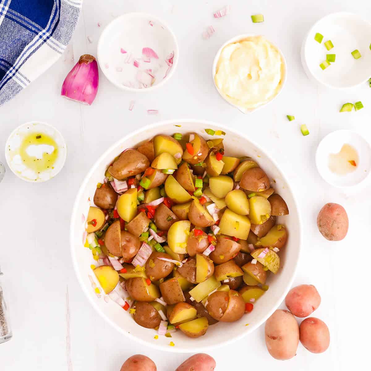 Ingredients tossed together in a bowl.