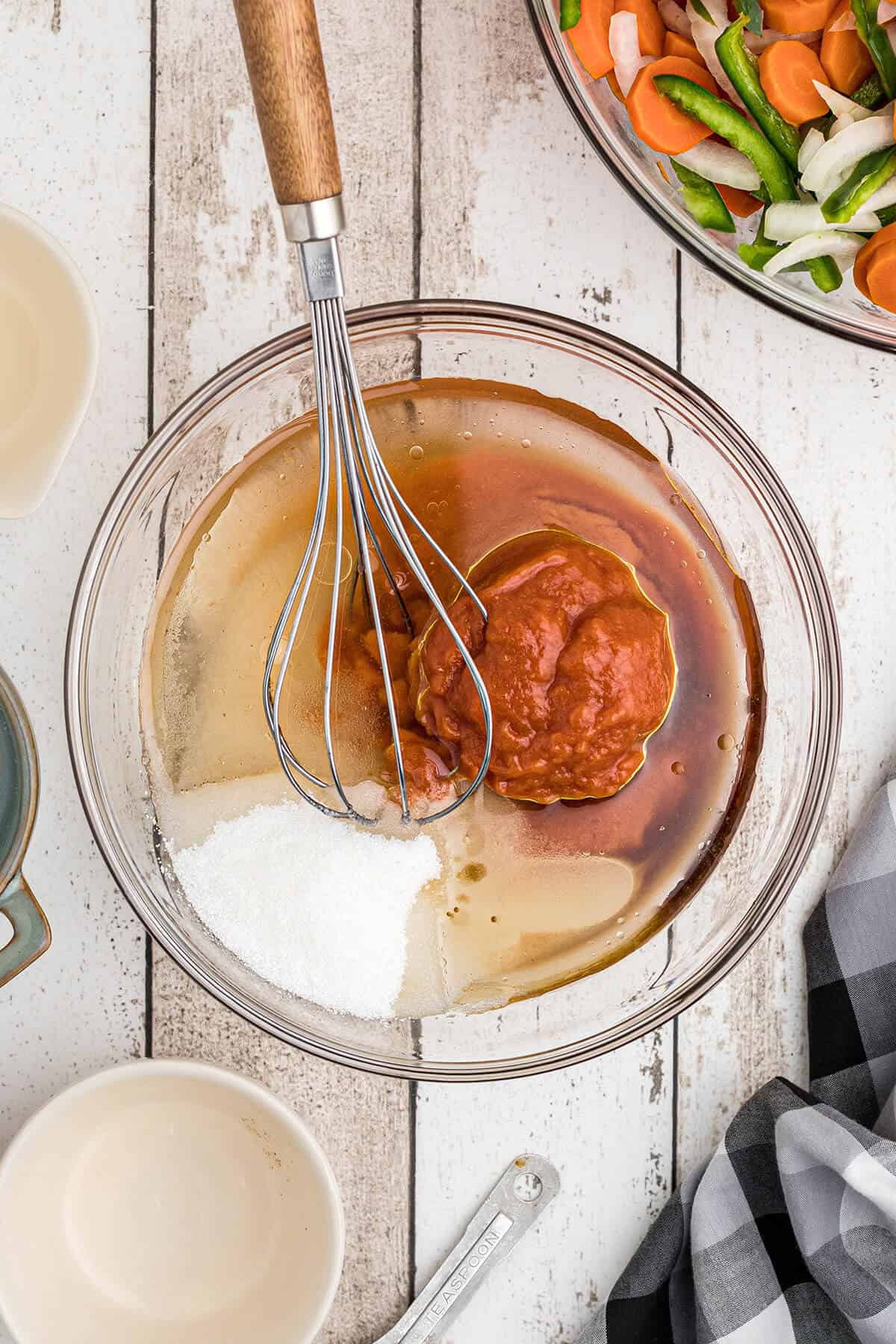 Marinade ingredients in a mixing bowl.