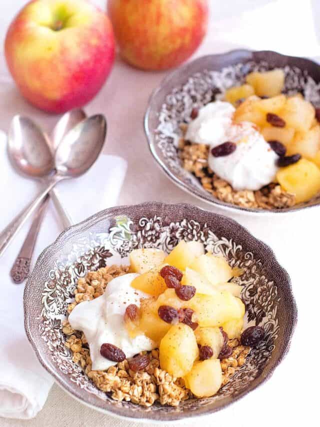 Apple Pear Compote with Yogurt and Granola Story