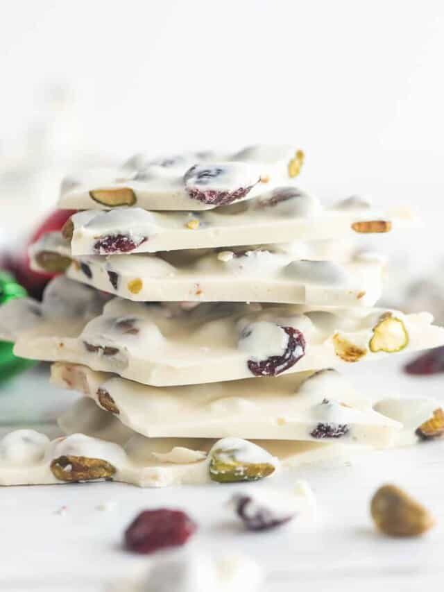 Cranberry Pistachio White Chocolate Bark Story