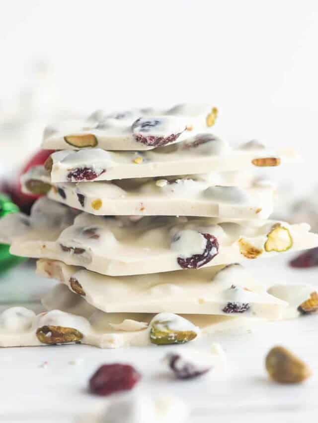 Cranberry Pistachio White Chocolate Bark Story