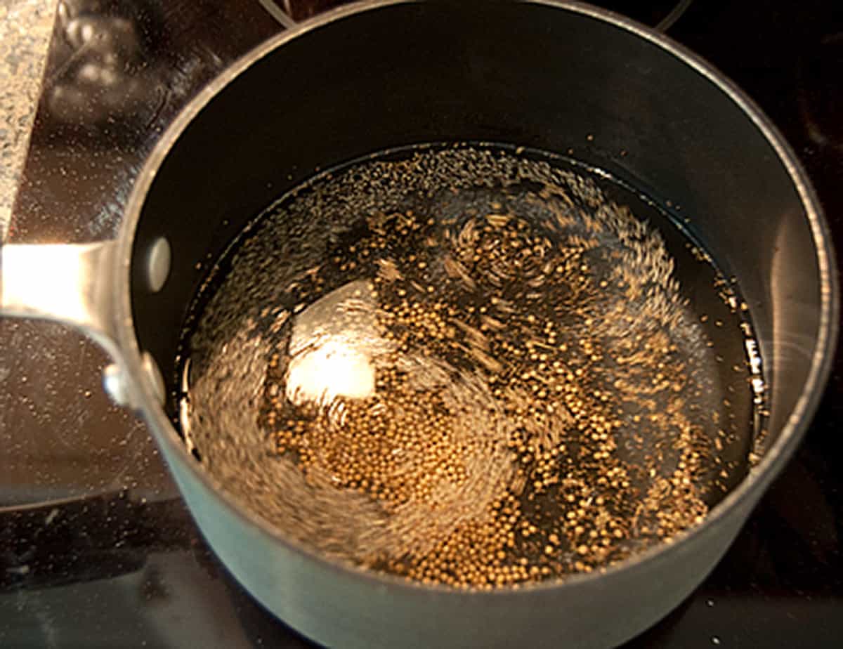 Ingredients for the marinade in a small saucepan.