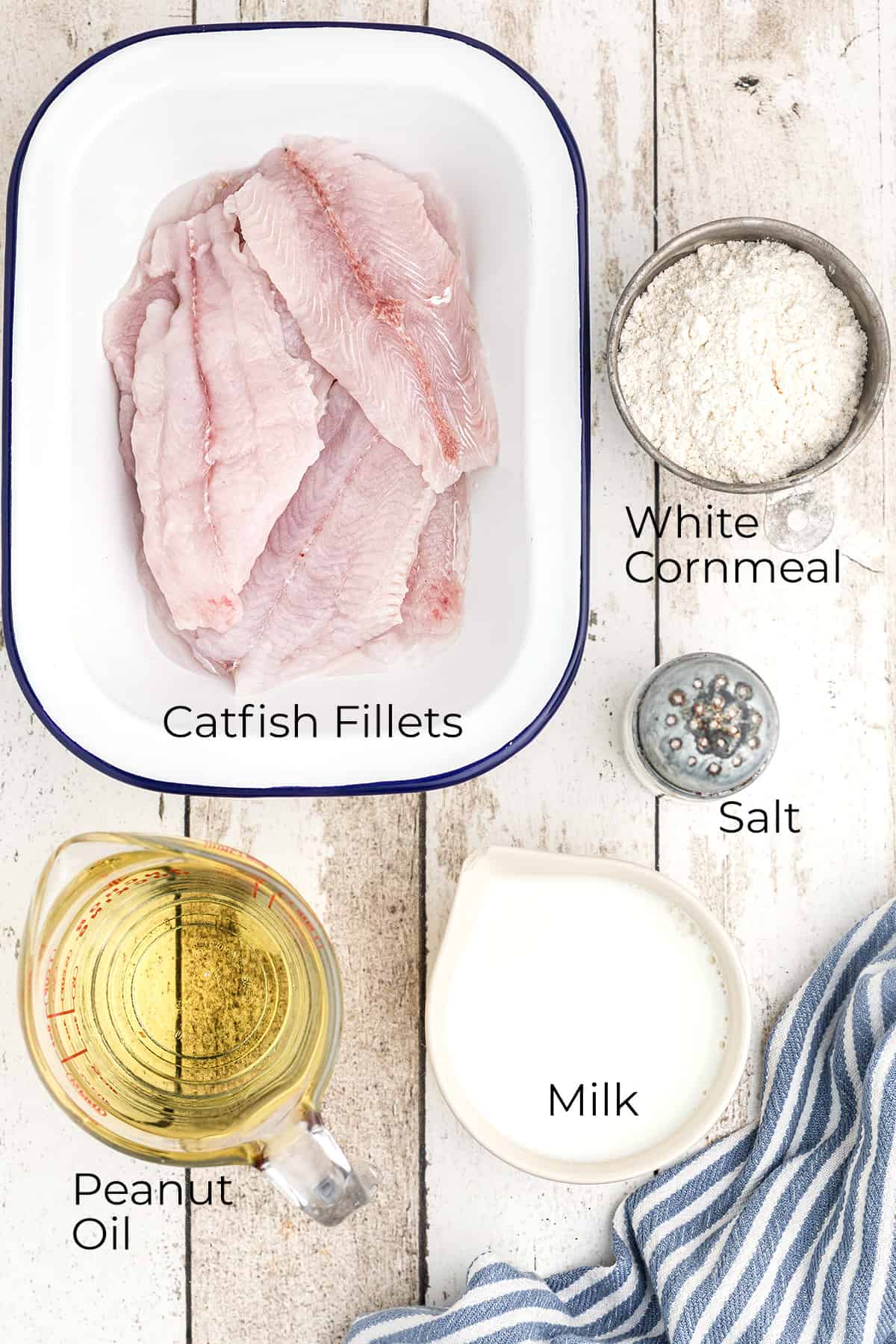 All ingredients used for making fried catfish.