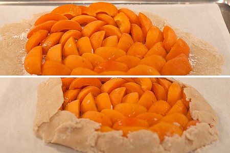 Arrange apricot slices on top of dough