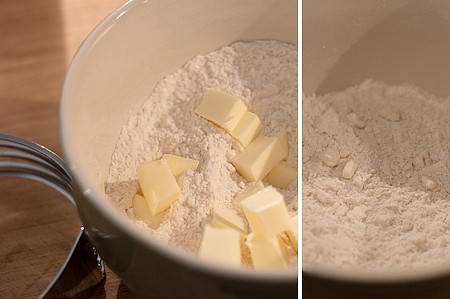 Cut the butter into the flour for Apricot Thyme Galette