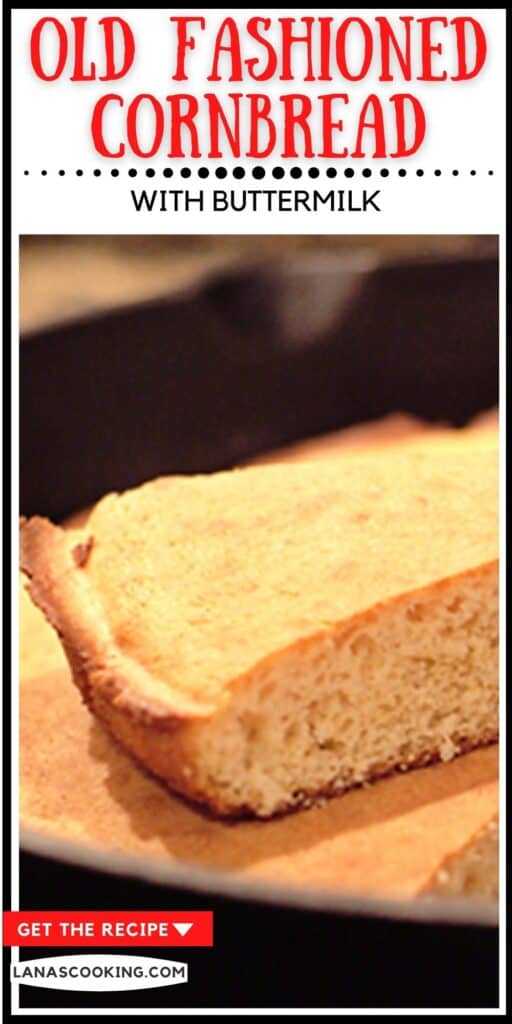 A slice of cornbread on top of a skillet.