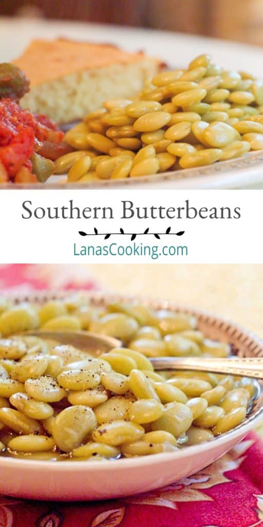 Southern Butter Beans cooked in the slow cooker. Serve with fried chicken, fried okra, and cornbread for a very traditional southern dinner. https://www.lanascooking.com/southern-butter-beans/