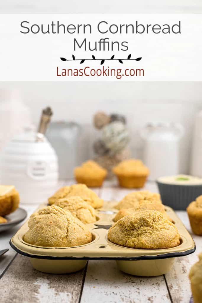 Finished muffins in a baking tin.