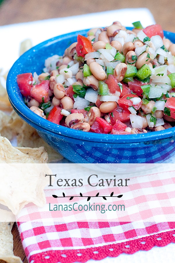 Texas caviar combines black-eyed peas, tomatoes, peppers, onions, and cilantro for a light yet substantial summer dip or salad. Serve with tortilla chips. https://www.lanascooking.com/texas-caviar/