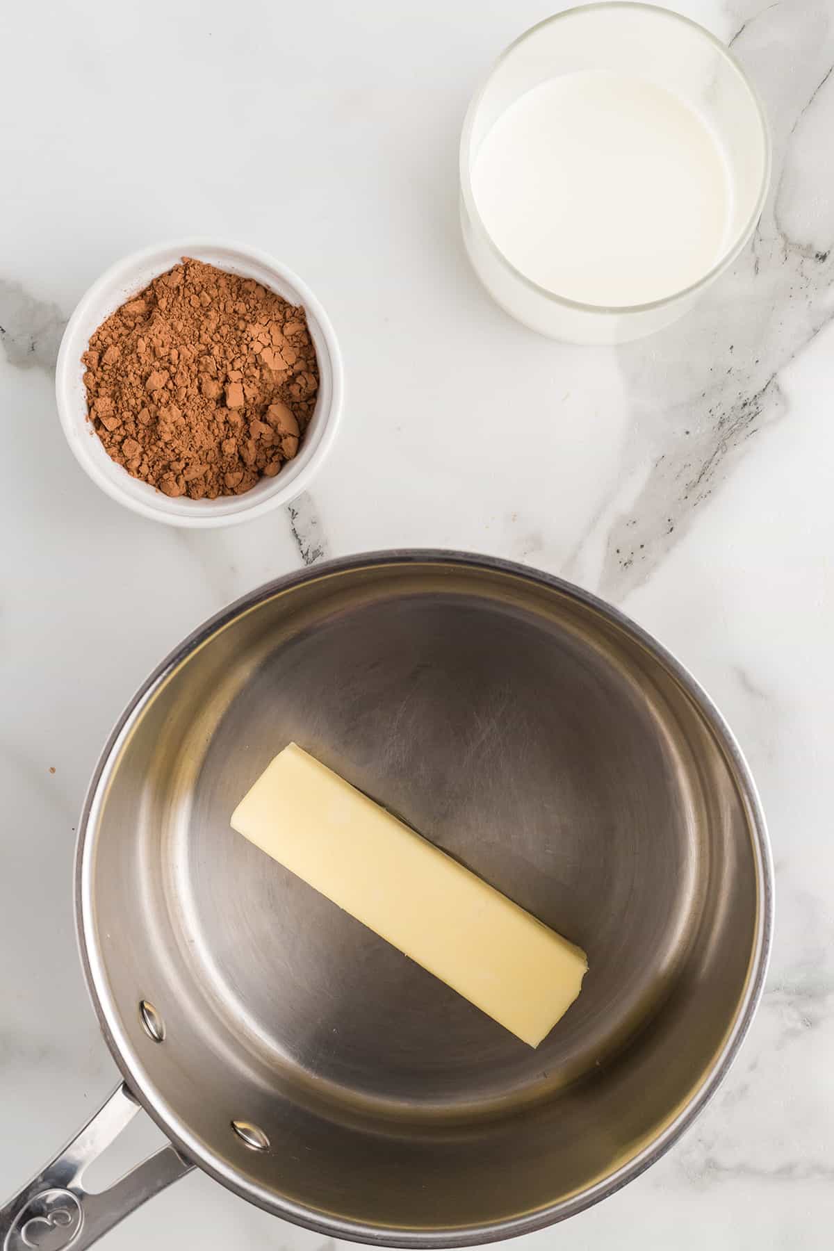 Butter in a saucepan.